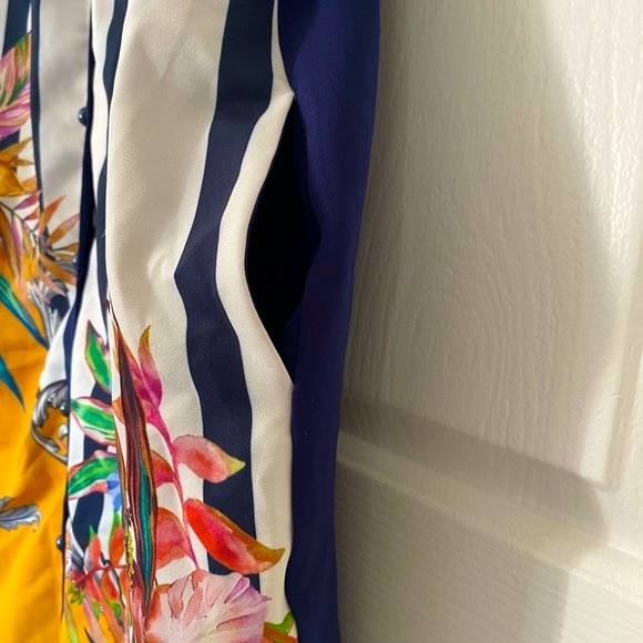 Floral Pattern Stripe Adornment Bottom Down Dress - Picture 17 of 17